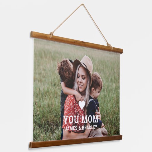 Cute HEART LIGT U MOM Moederdag Foto Hangend Wandkleed (Gebogen)