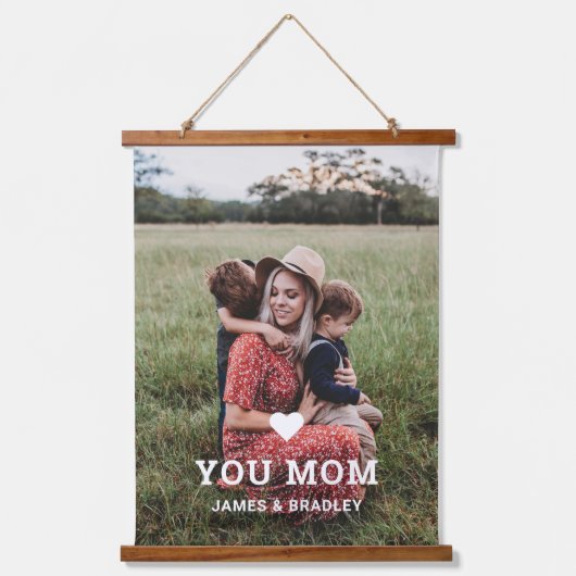 Cute HEART LIGT U MOM Moederdag Foto Hangend Wandkleed (Voorkant)