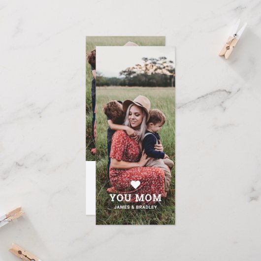 Cute HEART LIGT U MOM Moederdag Foto Kaart (Voorkant / Achterkant in situ)