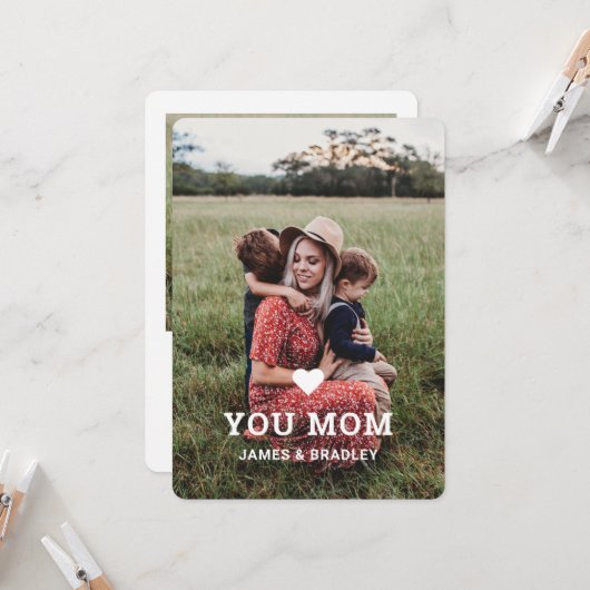 Cute HEART LIGT U MOM Moederdag Foto Kaart (Voorkant / Achterkant in situ)
