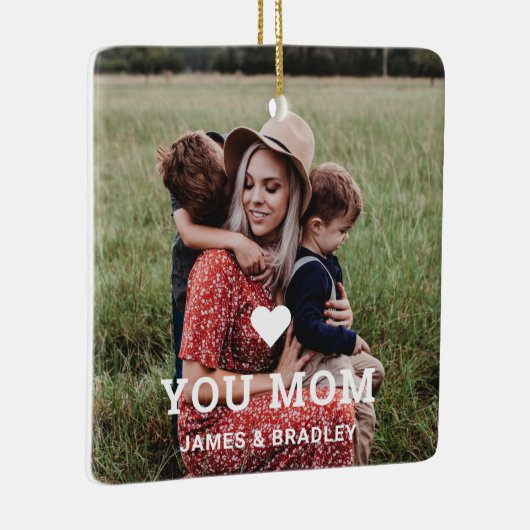 Cute HEART LIGT U MOM Moederdag Foto Keramisch Ornament (Rechts)