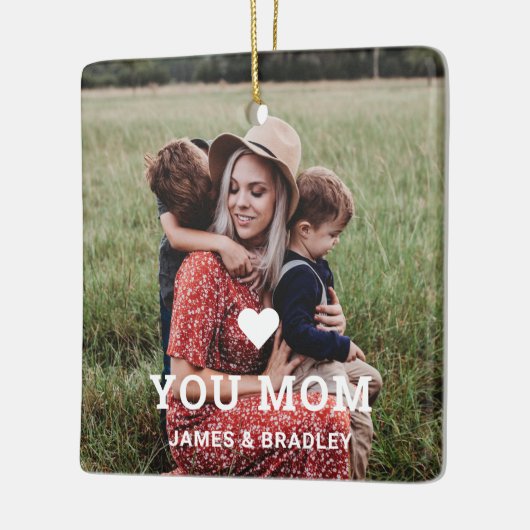 Cute HEART LIGT U MOM Moederdag Foto Keramisch Ornament (Links)