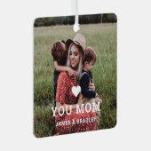 Cute HEART LIGT U MOM Moederdag Foto Metalen Ornament (Voorkant Rechts)