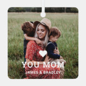 Cute HEART LIGT U MOM Moederdag Foto Metalen Ornament (Achterkant)