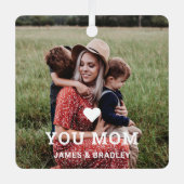 Cute HEART LIGT U MOM Moederdag Foto Metalen Ornament (Voorkant)