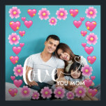 Cute HEART LIGT U MOM Moederdag Foto Poster<br><div class="desc">Schattige HART LIEFDE JE MAM Moederdag Foto Vierkante Wandklok</div>