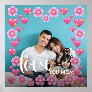 Cute HEART LIGT U MOM Moederdag Foto Poster