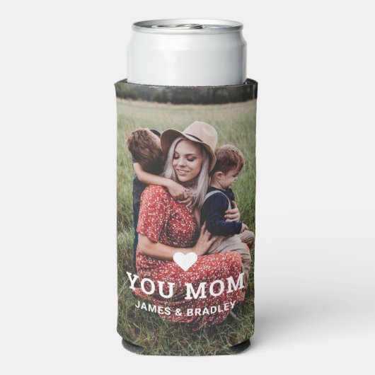 Cute HEART LIGT U MOM Moederdag Foto Seltzer Blikjeskoeler (Seltzer Achterkant)