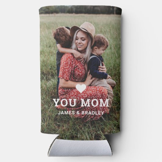 Cute HEART LIGT U MOM Moederdag Foto Seltzer Blikjeskoeler (Achterkant)