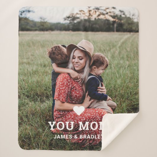 Cute HEART LIGT U MOM Moederdag Foto Sherpa Deken (Voorkant)