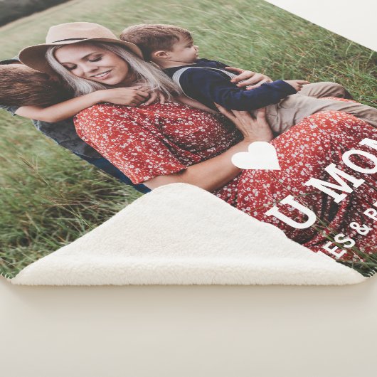 Cute HEART LIGT U MOM Moederdag Foto Sherpa Deken (3/4)