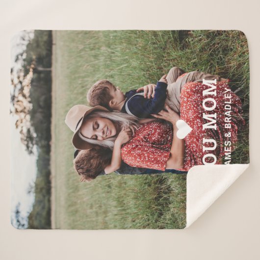 Cute HEART LIGT U MOM Moederdag Foto Sherpa Deken (Voorkant (horizontaal))