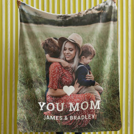 Cute HEART LIGT U MOM Moederdag Foto Sherpa Deken