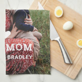 Cute HEART LIGT U MOM Moederdag Foto Theedoek (Quarter Fold)