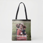 Cute HEART LIGT U MOM Moederdag Foto Tote Bag (Voorkant)