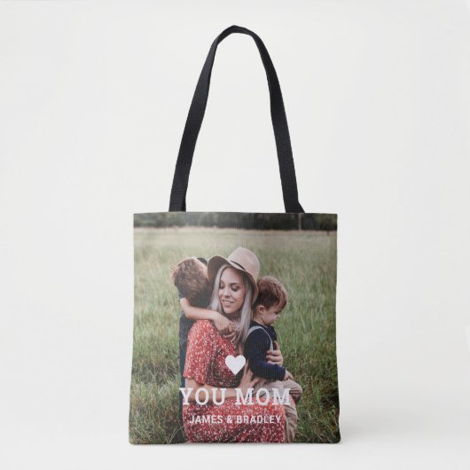 Cute HEART LIGT U MOM Moederdag Foto Tote Bag (Voorkant)
