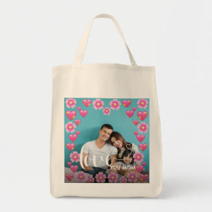 Cute HEART LIGT U MOM Moederdag Foto Tote Bag