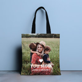 Cute HEART LIGT U MOM Moederdag Foto Tote Bag