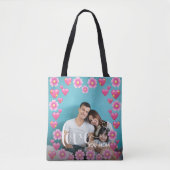 Cute HEART LIGT U MOM Moederdag Foto Tote Bag (Voorkant)