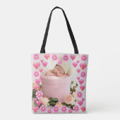 Cute HEART LIGT U MOM Moederdag Foto Tote Bag (Achterkant)