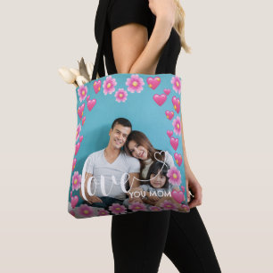 Cute HEART LIGT U MOM Moederdag Foto Tote Bag