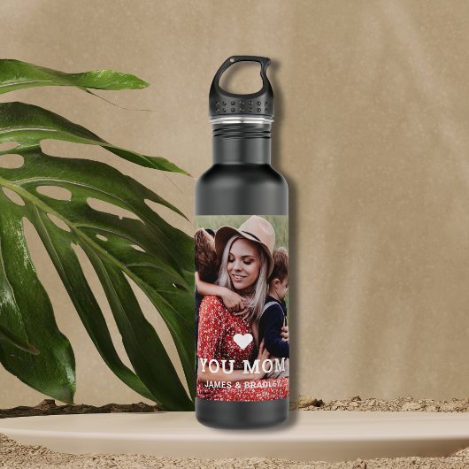 Cute HEART LIGT U MOM Moederdag Foto Waterfles