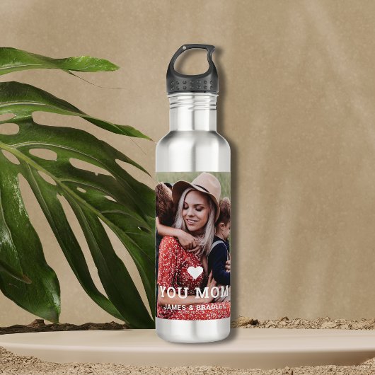 Cute HEART LIGT U MOM Moederdag Foto Waterfles