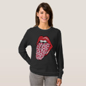 Cute Heart Lips Tongue Retro Valentines Day Matchi T-shirt (Voorkant volledig)