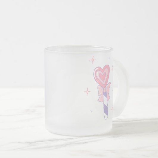 Cute Heart Lollipop Matglas Koffiemok (Voorkant rechts)