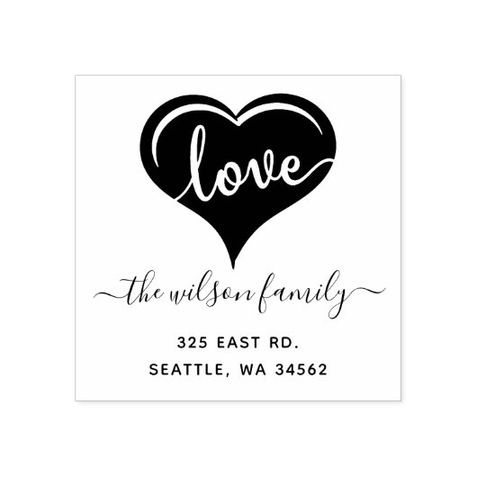 Cute Heart Love Script Return Address Rubberstempel (Afrduk)