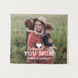 Cute Heart Love You Moeder Moederdag Foto Wandkleed