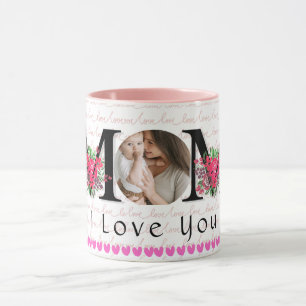 Cute HEART LOVE YOU MOM Moederdag Foto Mok