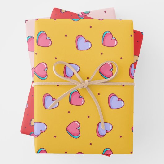 Cute Heart Minimalist Love Pattern Valentijnsdag Inpakpapier Vel (In situ)