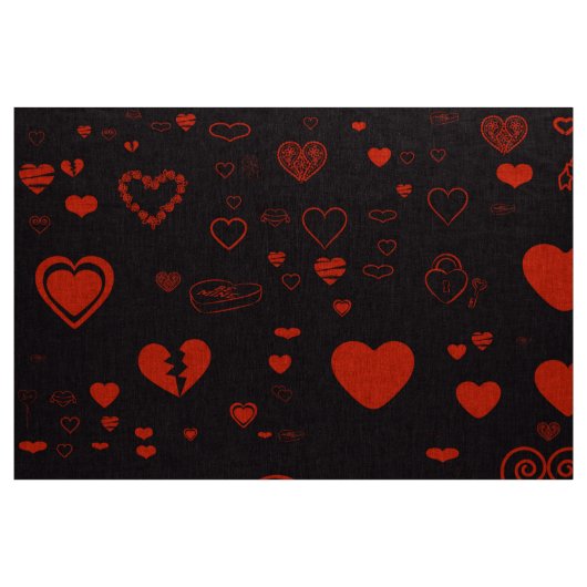 Cute Heart Modern Black Red Stof (Yard (91,4 cm))