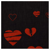 Cute Heart Modern Black Red Stof (Swatch)