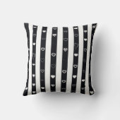 Cute Heart Modern Black Stripe Kussen (Achterkant)