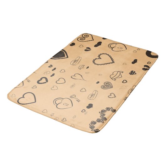 Cute Heart Modern Dark Grey Pattern Badmat (Gekanteld)