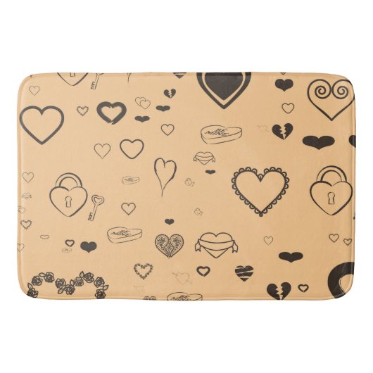 Cute Heart Modern Dark Grey Pattern Badmat (Voorkant)