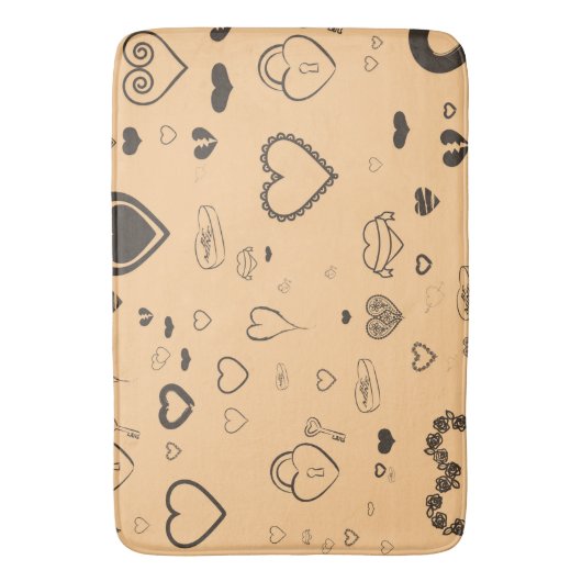 Cute Heart Modern Dark Grey Pattern Badmat (Voorkant Verticaal)