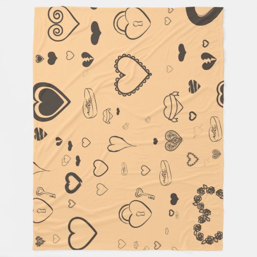 Cute Heart Modern Dark Grey Pattern Fleece Deken (Voorkant)