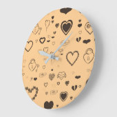 Cute Heart Modern Dark Grey Pattern Grote Klok (Hoek)