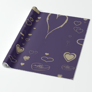Cute Heart Modern Dark Paars Cadeaupapier