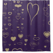 Cute Heart Modern Dark Paars Douchegordijn (Voorkant)