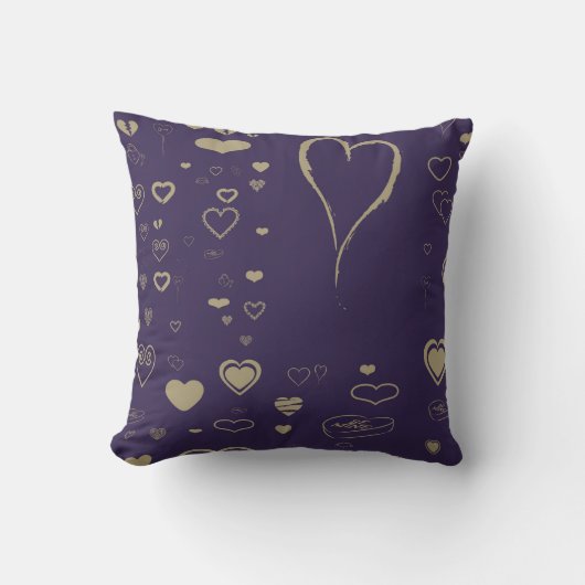 Cute Heart Modern Dark Paars Kussen (Voorkant)