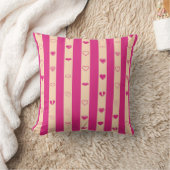 Cute Heart Modern Hot Pink Stripe Kussen (Deken)