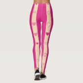 Cute Heart Modern Hot Pink Stripe Leggings (Achterkant)