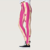 Cute Heart Modern Hot Pink Stripe Leggings (Links)
