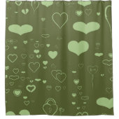 Cute Heart Modern Moss Green Douchegordijn (Voorkant)