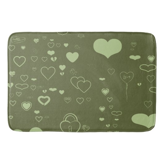Cute Heart Modern Moss Green Pattern Badmat (Voorkant)