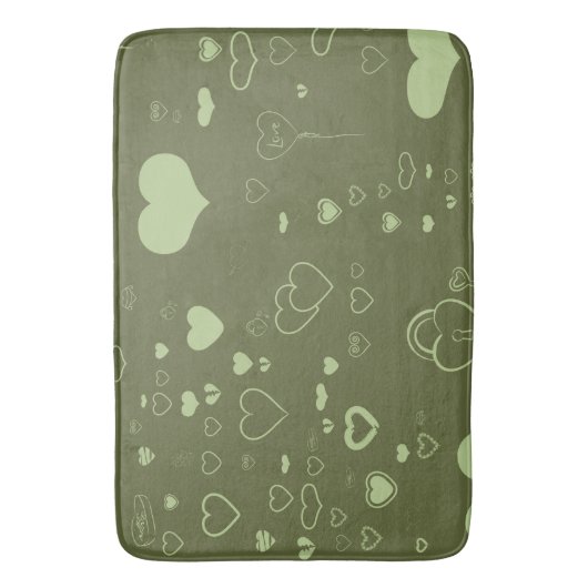 Cute Heart Modern Moss Green Pattern Badmat (Voorkant Verticaal)